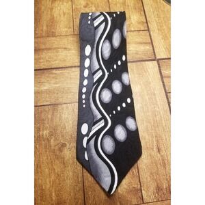 Palatina Black Geometric Gray Tan Textured Silk Pointed Tie USA